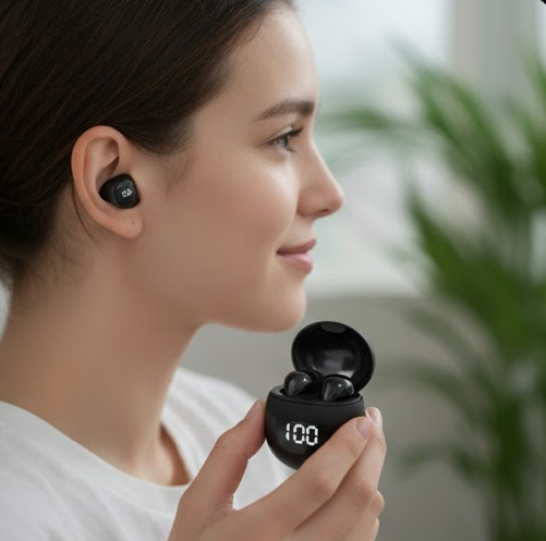 Invisible Headphones Mini Earphones Wireless Bluetooth Earbuds with Microphone Noise Reduction