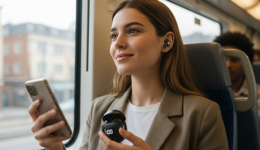 Invisible Headphones Mini Earphones Wireless Bluetooth Earbuds with Microphone Noise Reduction